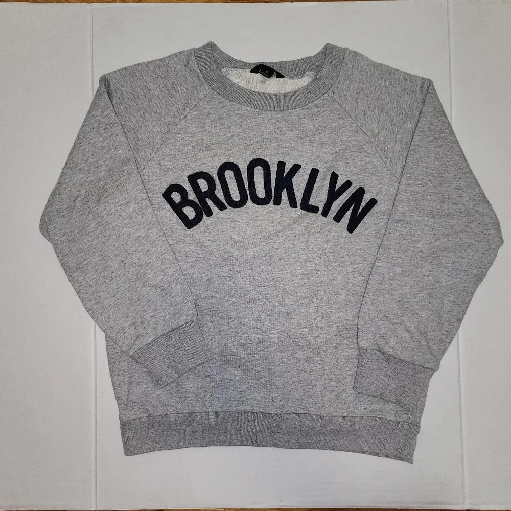 J. Crew Gray Sweatshirt with Black Brooklyn Print